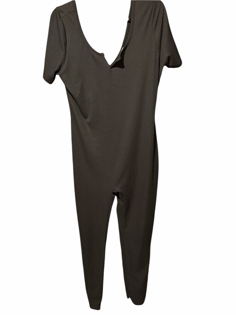 love J Ribbed Short-Sleeve Jumpsuit in Black